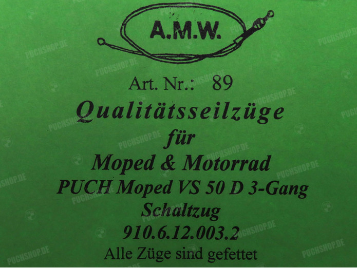 Bowdenzug Puch VS50 D 3-Gang Schaltzug A.M.W.